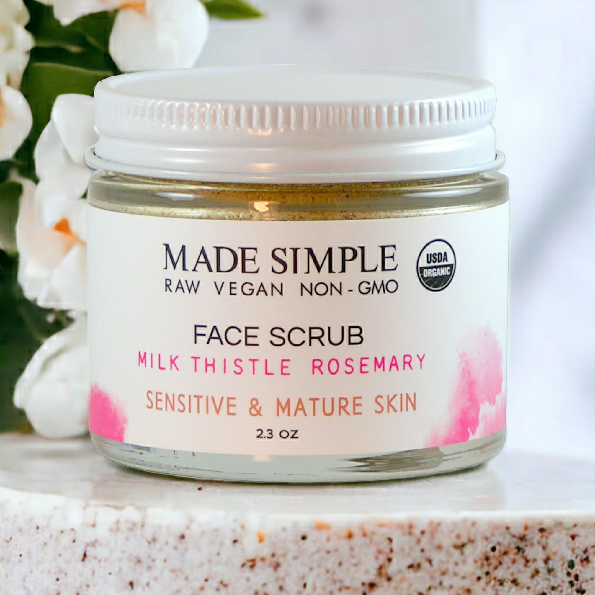 Milk Thistle & Rosemary Face Scrub for Sensitive Skin - Luna & Thyme