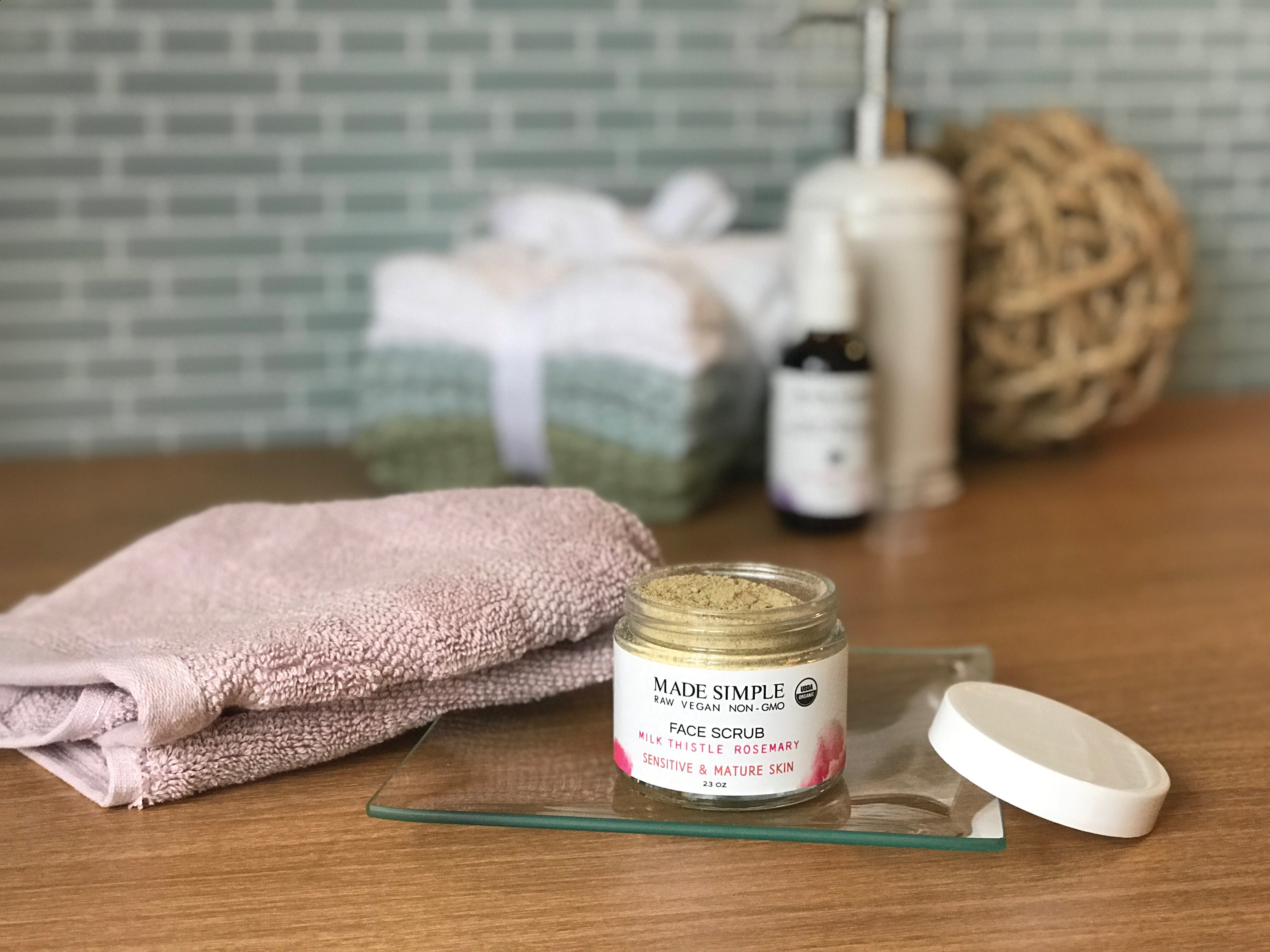 Milk Thistle & Rosemary Face Scrub for Sensitive Skin - Luna & Thyme